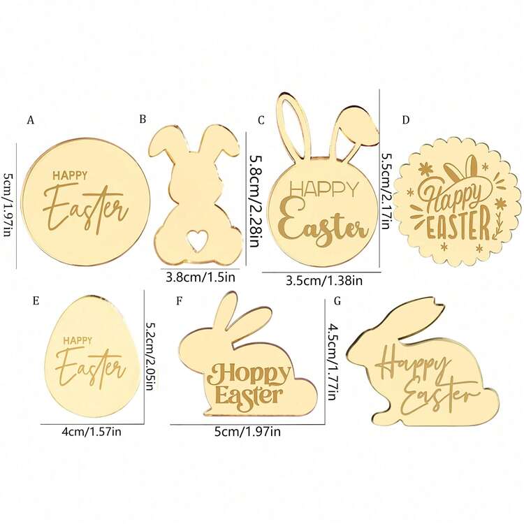 5个/10个/20个装复活节纸杯蛋糕装饰，复活节彩蛋和兔子装饰，节日派对生日蛋糕装饰 - 彩色 - 查看 5