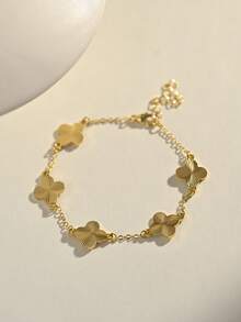 Juego de pulsera y brazalete dorado, diseño minimalista elegante, adecuado para citas, reuniones, regalos de fiesta - oro - Ver 5