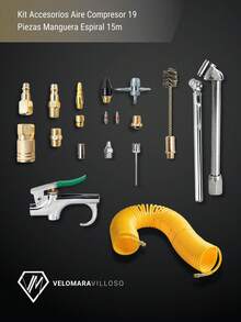 Kit Accesorios Aire Compresor 18 Piezas Manguera Espiral 15m 1/4 Herramientas Manuales Profesional - Gris Oscuro - Ver 3