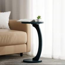 COZAYH C Shaped Round End Table For Couch Small Place, Space Saver Side Table For Sofa, Living Room, Bedside Area, Coffee And Eating Snack Tray - 藍色 - 查看 7