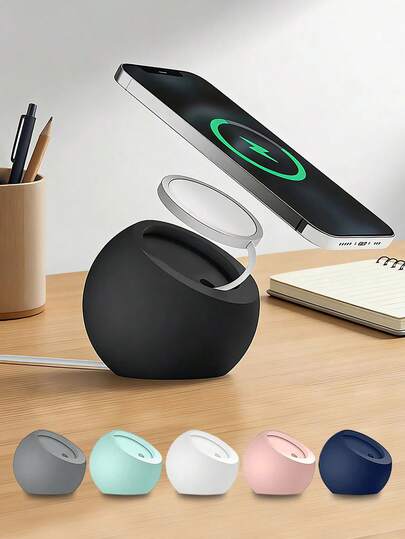 1pc Spherical Magnetic Wireless Charger Silicone Base, Slouchy Desktop Stand, Minimalist Spherical Wireless Charging Base, Compatible With Apple MagSafe Phones