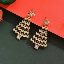 ETel LiKe 1Pair Shiny Bowknot Crystal Dangle Earrings With Tassel For Women Valentines Day Gift 1BLU - Vàng - Xem 6