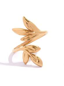 3pcs/1pc Vintage Fashion 18K Gold Plated Women's Stainless Steel Ring, Fashion Leaf Shape Personalized, Suitable For Daily Wear, Gift For Her, Valentine's Day Gift - Multicolor - View 11