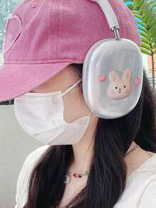 1对少女风甜美兔子爱心图案耳机保护套 - TPU软壳，适用于Airpodsmax/Airpodsmax2蓝牙头戴式耳机 - 無色 - 查看 4