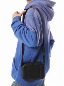 peach tree Men's Box Bag, Crossbody Bag, Shoulder Bag, Small Square Bag, Business PU Waterproof Flap Bag, Wallet, Unisex Business Storage Bag Suitable For Business Trip, Toiletries, Tool Storage, Large Capacity, Keep Items Organized And Easy To Carry, Black Clutch, Briefcase, Office Supplies, Vintage Gift, Gift For Men, Husband - Multicolor - View 9