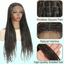 More Beautiful 360° HD Full Lace Knotless Braided Wigs For Women Box Braid Wig With Baby Hair Premium Synthetic Braided Lace Front Wigs(Ombre Brown) - T1B/27 - 查看 3