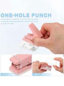 1pc 6mm Round Hole Mini Single Hole Punch, Non-Slip Detachable Base, Suitable For Scrapbooking, Handmade, Albums, Paper Cards, Back To School, School Supplies, Office Desk Accessories, Stationery, Handicrafts - Multicolor - View 5