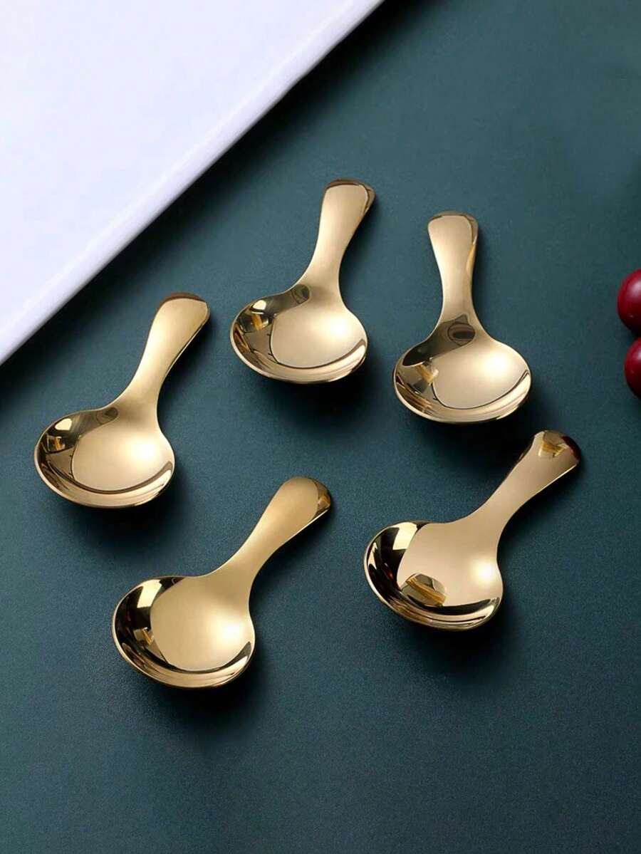 一套不锈钢便携式勺子,短柄勺子套装,学生餐具套装,餐饮及甜点用具,学习用品 - 彩色 - 查看 1