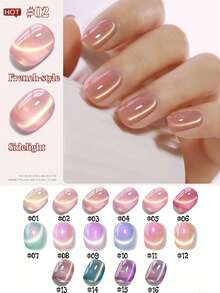 NAI SHI 指甲油，12毫升，2025新款情人节礼物，春/夏/秋/冬新款冰岛极光星空珍珠黄、蓝、绿、紫玻璃珠猫眼凝胶指甲油 - 彩色 - 查看 40