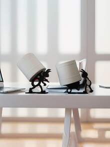 1个蚂蚁造型卫生纸架，浴室纸巾卷收纳架，餐巾纸和卫生巾收纳架 - 黑色 - 查看 4