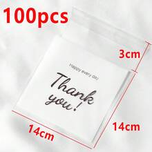 50个/100个白色塑料自粘袋，印有“谢谢”字样，适用于包装和展示珠宝、工艺品及其他礼品。 - Thankyou包裝袋 - 查看 15