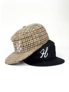 1pc Men's G Letter Embroidered Leopard Print Snapback Hat, Street Hip Hop Cap, Warm Sun Protection Plaid Flat Brim Hat, Christmas Gift - A - View 16