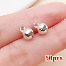 50pcs Vintage Mixed-Metal Mini Bell Charms - Copper Plated 18K Gold, Thick Silvery & Platinum - DIY Jewelry Findings For Bracelets, Necklaces & Christmas Decorations - Multicolor - View 16