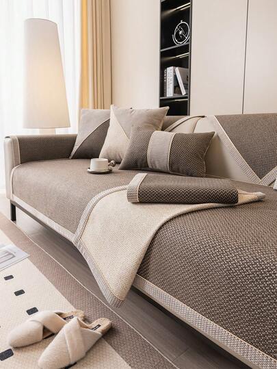 1 件亚麻质感沙发垫套，高克重，厚实，现代简约风格。可机洗，宠物友好，防滑颗粒。适用于客厅、卧室、办公室等多种场所，是一款多功能沙发垫。