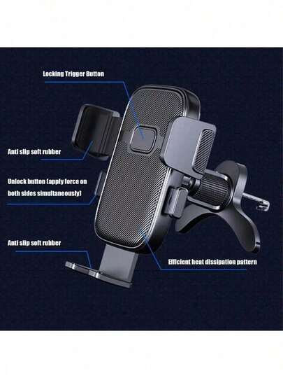 1-Piece ABS Material 360-Degree Rotatable Durable And Non-Slip Car Air Vent Smartphone Holder, Suitable For Fixing Mobile Phones On Car Air Vents