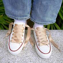 Flat Colorful Satin Shoelaces, 3/ 4inch Width, Women's/Girls' Shoelaces, White, 47inch (120) Cm: Clothing, Shoes, And Jewelry - 卡其色絲帶 - 查看 4