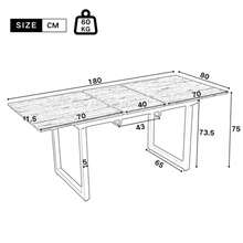 Extendable Dining Table, L140/180 X W80 X H75 Cm, Industrial Style, Rectangular, Coffee/Lounge Table, Modern And Sleek Iron Dining Table, Space-Saving Multifunctional Table, MDF, White And Black