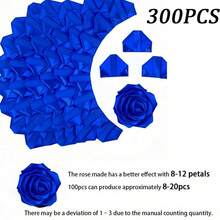 300片预制缎面玫瑰花瓣，半成品永生玫瑰DIY，未吹制花卉，迷人蓝色玫瑰花瓣，人造花缎面花瓣，蓝色房间装饰，新娘捧花，母亲节礼物，婚礼装饰 - 寶藍色 - 查看 14