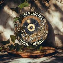 1PC 8x8inc2D Vintage Round Metal Sign "The Sound Of Music", Suitable For Home, Bar, Cafe And Garage Decor, Wall Art With Hole Positions As Shown In Size Chart- Minimalist Monstera Leaf Wall Decor For Living Room, Bedroom & Office | Wall Decor, 2D Wall Art, Minimalist, Home Decor, Wall Sculpture, Black Metal,Office Desk Accesorries,Wall Decor,-Metal Wall Art, Tin Sign, Metal Wall Decor, Black Metal Wall Art, Metal Wall Sculpture, Vintage Metal Sign, Abstract Metal Wall Art, Metal Flower Wall Decor, Geometric Metal Wall Art, Metal Plaque - Nhiều màu - Xem 12