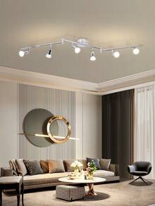 CANMEIJIA 1个铁艺六头嵌入式射灯，现代吸顶灯，GU10灯座，可更换GU10灯泡，可旋转灯头，黑/银色，110V/220V，含灯泡，冷白光6500K，中性白光4000K，暖白光3000K - 6頭吸頂射燈 - 查看 9