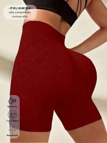 SET OF 3 SEAMLESS RIBBED SHORTS – HIGH COMPRESSION - Petroleum/Wine - View 3