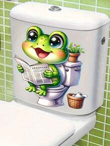 1 Pc Home Decorations Funny Newspaper Dog Toilet Sticker - Self-Adhesive Bathroom Wall Sticker, Ceramic, Valentine Day Decoration, Stickers, Wall Decal, Vinyl Decal Home Decorations, Spring Decoration Items Refresh Your Home Bathroom Decor Fall Decor - Multicolor - View 6