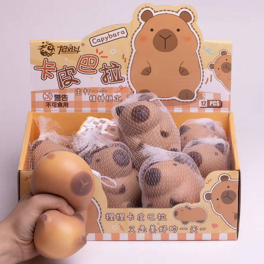 Cute Capybara Squishy Anti-Stress Toy - Soft And Stretchy, With Fun Stress Relief - 棕色 - 查看 1