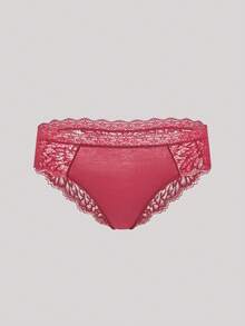 Hourtrue Women's Red Christmas & New Year Lace Pattern Patchwork Comfortable Sexy Briefs - Red - View 1