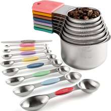 16pcs Stainless Steel Magnetic Measuring Cups And Spoons Set, Stackable Measuring Cups And Spoons, Kitchen Baking Tools, Seasoning Utensils With Measurement Markings - Multicolor - View 11