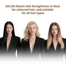 UKLISS 四合一蒸汽直发器和卷发器 - 沙龙级亮泽保湿造型工具，适用于所有发质，110V-240V双电压 - 灰色 - 查看 6