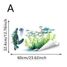 1pc Static Cling Glass Sticker, Ocean Themed Decoration With Sea Turtle, Shark, Dolphin, Jellyfish, Fish, Coral, Seaweed Patterns, Suitable For Bathroom, Shower, Living Room Sliding Doors, Double-Sided Waterproof PVC Material, Reusable, Ocean Theme Home Party Decor - Multicolor - View 14