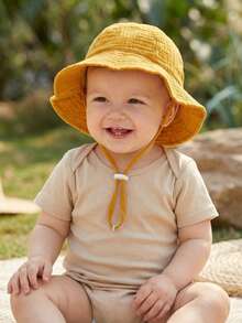 1pc Kids Spring/Summer Cute Solid Color Cartoon Bucket Hat, Soft Foldable Sun Protection Hat For Boys & Girls - 1PC - View 5