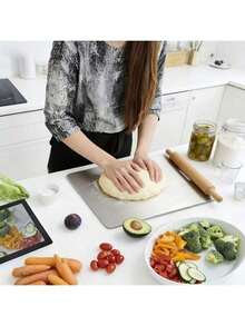 3片/1片钛合金砧板，钛合金厨房砧板，304不锈钢砧板，适用于肉类、水果和蔬菜 - 銀色 - 查看 7