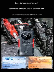 12V Car Jump Starter And Air Compressor 2-In-1 Device, Portable Car Battery Charger With Emergency LED Light, Tire Inflator, Compass For Outdoor Use - Multicolor - View 6