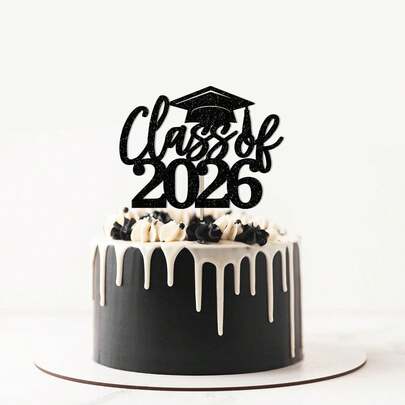 Class Of 2026 Cake Topper For 2026 Graduation Party Congrats Grad 2026 Cake Decor High School College Graduate Party Cake Decoration Supplies For Boys Girls Black Glitter