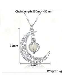 Unisex Silver-Plated Luminous Necklace With A Pumpkin And Luminous Moon Pendant. - Nhiều màu - Xem 6