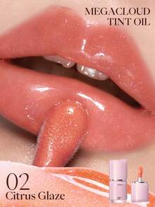 JOOCYEE MEGACLOUD TINT OIL Fermented Color Tinting Oil, Mirror-Like Glossy Lip Gloss, Non-Stick, Waterproof Lipstick, Nude Color, Moisturizing Lip Balm For Autumn/Winter - #02 Citrus Glaze - 查看 2