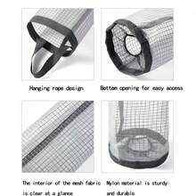 1 pieza Soporte colgante para bolsas de basura - Estante para bolsas de plástico - Dispensador colgante de malla de almacenamiento - Organizador colgante de malla para bolsas de basura plegable, transpirable y lavable - Multicolor - Ver 5