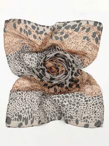1pc Spring New Leopard Print Chiffon Scarf, Lightweight & Versatile Medium-Long Scarf For Daily Wear - Light Brown - View 3