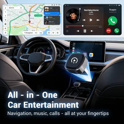 2-In-1 Mini USB-C Car Wireless Adapter For Wired CarPlay/Android Auto, Wireless Screen Mirroring Adapter Compatible With Iphone And Android Car Stereo