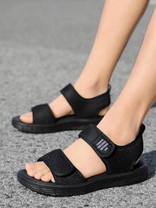 1 Pair Men's New Anti-Slip Summer Soft-Sole Beach Sandals, Youth Sports Wear-Resistant Driving Casual Breathable Slippers - Black - View 10