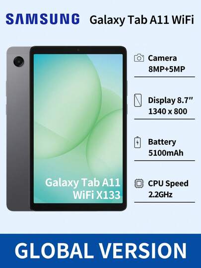 Samsung Galaxy Tab A11 平板电脑 | 10.1 英寸绚丽显示屏 | 多核处理器 | 大容量存储空间，支持 MicroSD 卡扩展 | 持久续航 | 超薄轻巧 | 标配快速充电器 | 优雅灰
