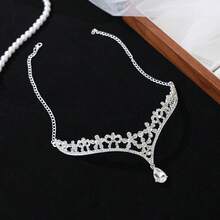 Elegant Water Drop Pendant Crown Bridal Wedding Crown Party Banquet Headpiece - Silver - View 7