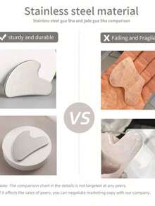 1pc Stainless Steel Heart-Shaped Gua Sha Tool For Facial Massage, Portable Muscle Relaxation Massage Board - [心型按摩刮痧板]加大加厚款/1個 - 查看 10