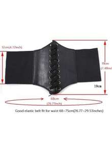 1条女士休闲弹力腰带，可调节皮革束腰带，衬衫外套装饰腰带，适合日常穿着 - 黑色 - 查看 7