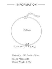 EleRunis 1 PC 925 Sterling Silver Classic Four Leaf Clover Charm Bracelet 18K Gold Plated For Daily Wear Party Happy Fine Jewelry Wedding Engagement Bridal Jewelry - Silver - View 8