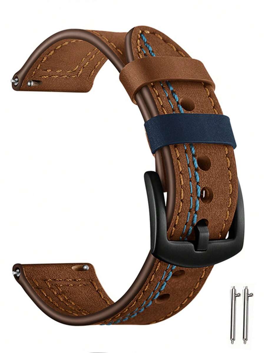 1 chiếc dây đeo đồng hồ cao cấp bằng da bê màu nâu cổ điển dành cho nam và nữ, kích thước 20mm/22mm, tương thích với Samsung Galaxy Watch 7 6 5 4 40mm/44mm, tương thích với Samsung Galaxy Watch 3 41mm/45mm, dây đeo đồng hồ chất lượng cao dành cho doanh nhân, tương thích với Watch GT2, Watch GT Active, Gear Sport, Amazfit Bip, tương thích với Samsung Gear S2 S3, phụ kiện dây đeo đồng hồ tương thích với Hua-Wei Watch 5/4/3/GT5/GT4/GT2 - màu nâu - Xem 1