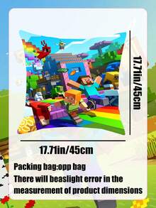 Minecraft 4 Different Pixel Cushion Covers - Size 17.71 X 17.71 Inches. Pixel Game Cushion Covers. Miner Party Chair Covers. Suitable For Home, Classroom, Bed, Sofa, Lounge Chair, Gaming Themed Pillows. Cushion Covers. Suitable For Home, Birthday Decor. Perfect For Fans, Gaming Room Decor And Pixel Themed Party Decorations. - Multicolor - View 3