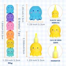 1pc 5-Color Fluorescent Octopus Shaped Highlighters Set, Cute Japanese/Korean Style Marker Pen For Drawing Back To School - Multicolor - View 6