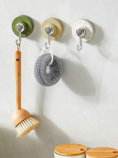 1pc Home Rotating Suction Cup Hooks, Strong Vacuum Less Marks, Suction Cup Style, Refrigerator, Wooden Door, Tile, Drill-Free Adhesive Hooks, Rotating Suction Cup Hooks, Vacuum Drill-Free Load-Bearing Adhesive Hooks, Kitchen, Bathroom, Bathroom Wall Towel Hangers, Bathroom Hooks, Kitchen Hooks, Bedroom Hooks